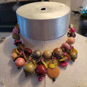 Beaded Necklace Vintage? ~ OSFM ~ Earth-tones ~ Adjustable ~ Boho Vibe ~ Pretty!